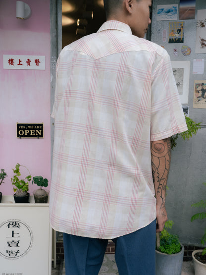 1990s "SADDLE KING WESTERN" Flannel Pearl Snap Short Sleeves Shirt