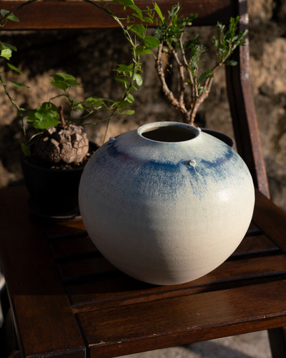 SHOWA ERA - 陶瓷花瓶 昭和時期 たち吉 藍色流花器