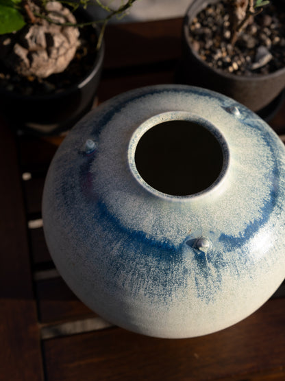 SHOWA ERA - 陶瓷花瓶 昭和時期 たち吉 藍色流花器