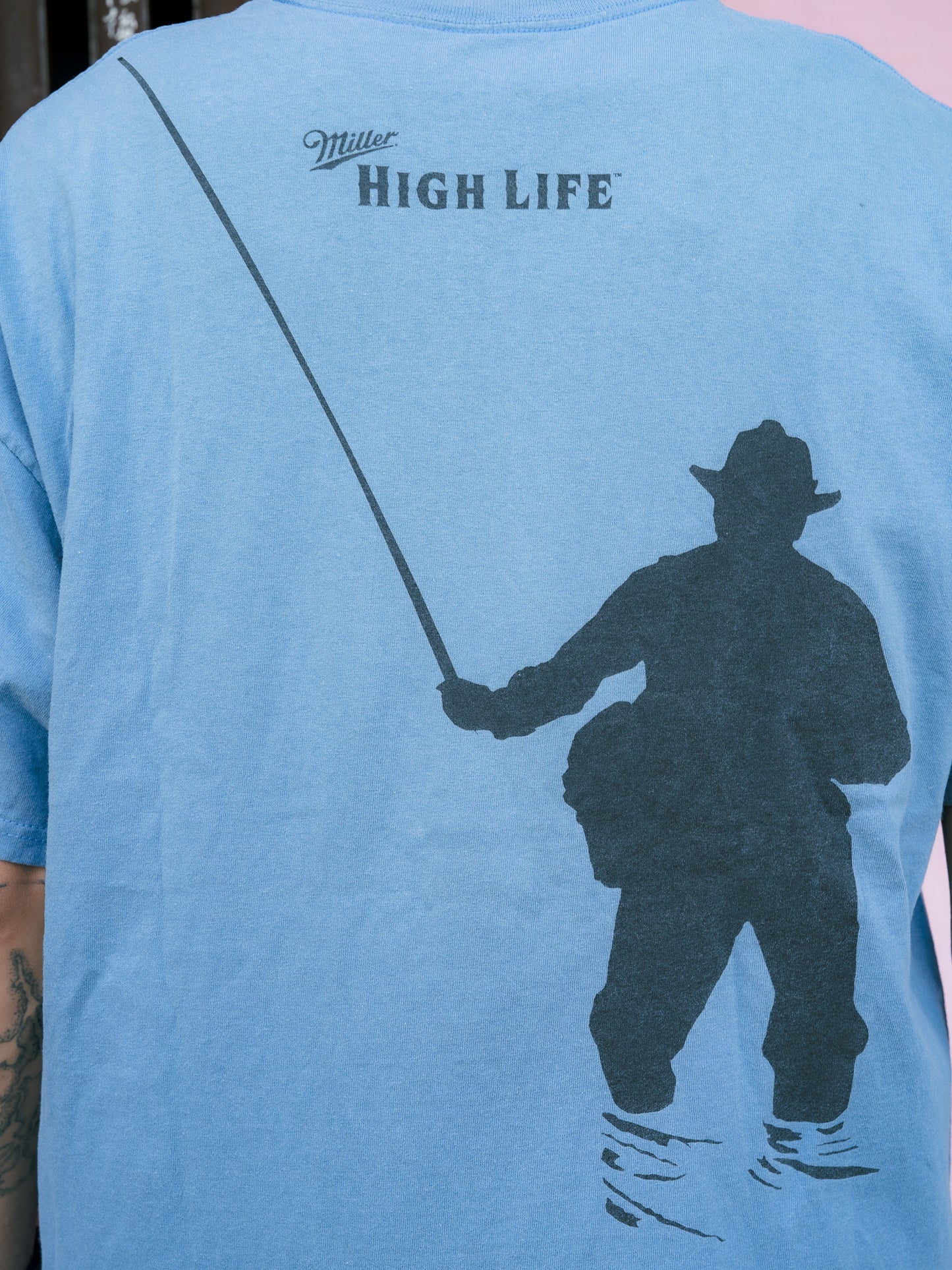 Early 2000s "HANES" Miller High Life Beer Fishing Tee