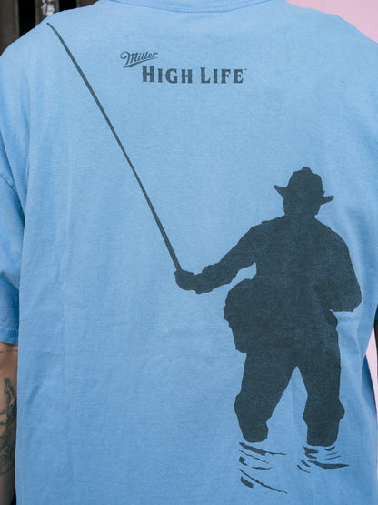 Early 2000s "HANES" Miller High Life Beer Fishing Tee