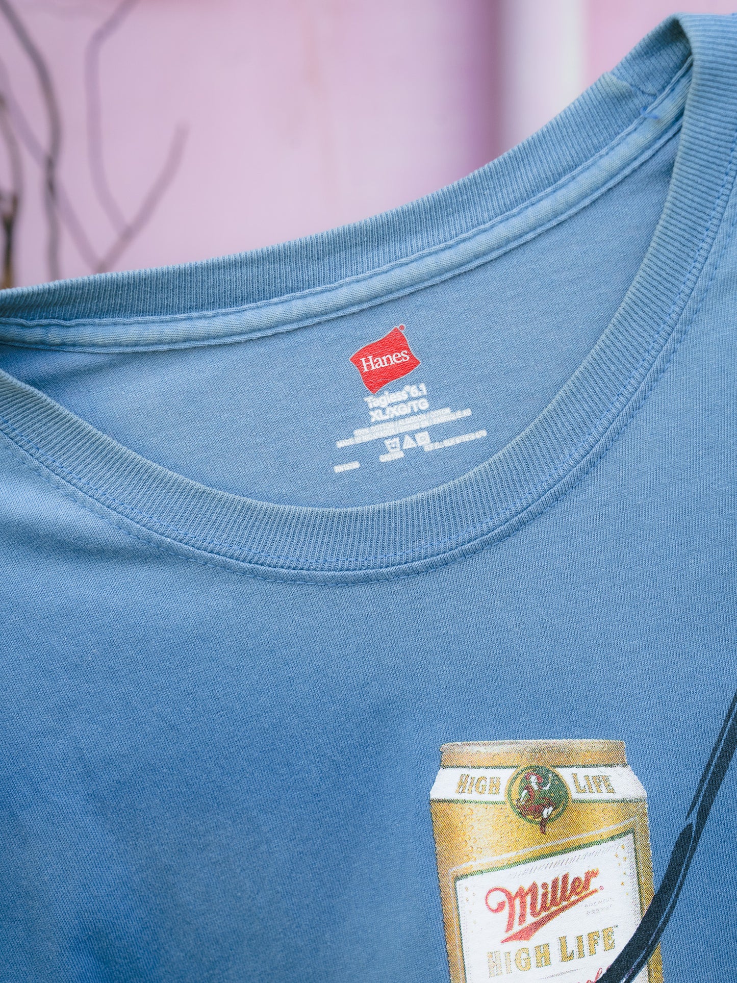 Early 2000s "HANES" Miller High Life Beer Fishing Tee