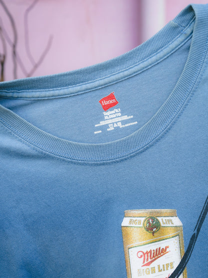 Early 2000s "HANES" Miller High Life Beer Fishing Tee