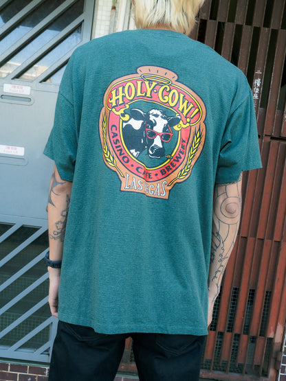 1990s "TENNESSEE RIVER GOLD" Holy Cow Las Vegas Striped Tee