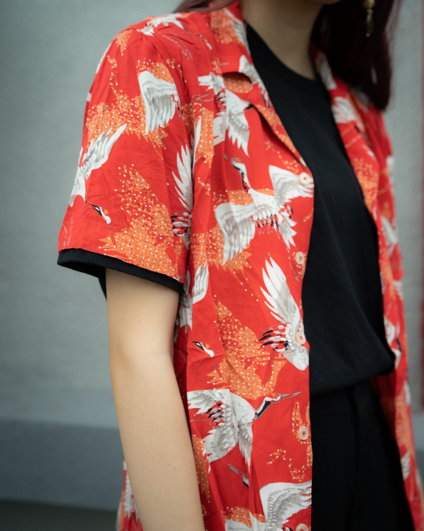 "KENJI" Japanese Crane Printed Shirt