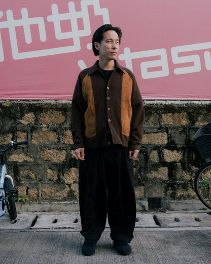 1960-70s Suede Mix Button-Up Cardigan