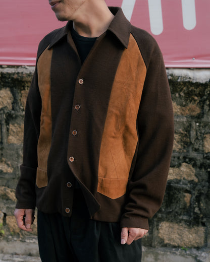 1960-70s Suede Mix Button-Up Cardigan