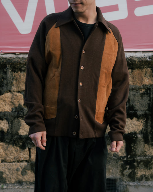 1960-70s Suede Mix Button-Up Cardigan