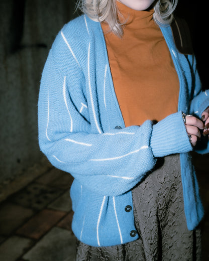 1960-70年代條紋厚針織紐扣開襟衫