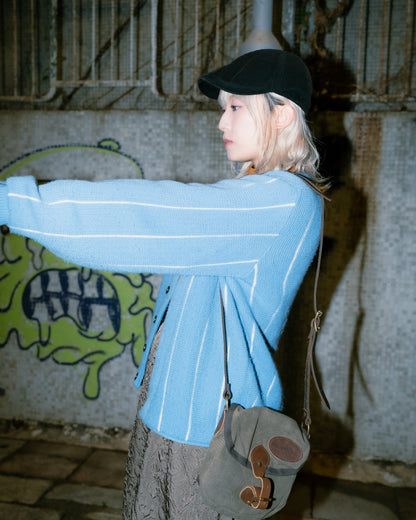 1960-70年代條紋厚針織紐扣開襟衫