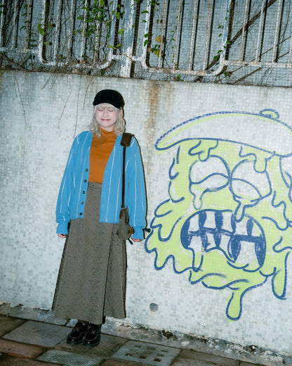 1960-70年代條紋厚針織紐扣開襟衫