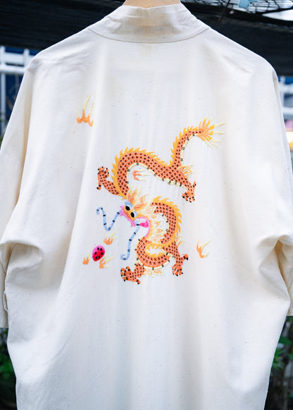1970s Chinese "GOLDEN DRAGON" Dragon Embroidered Robe