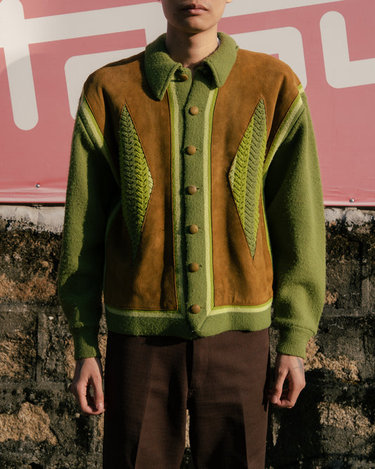 1960s “BRENT” Suede Acrylic Cardigan