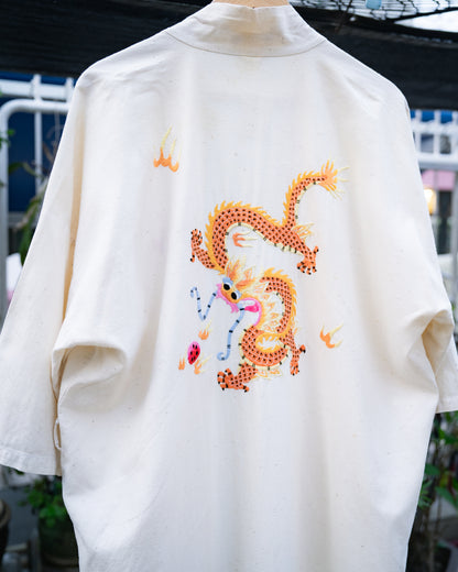 1970s Chinese "GOLDEN DRAGON" Dragon Embroidered Robe