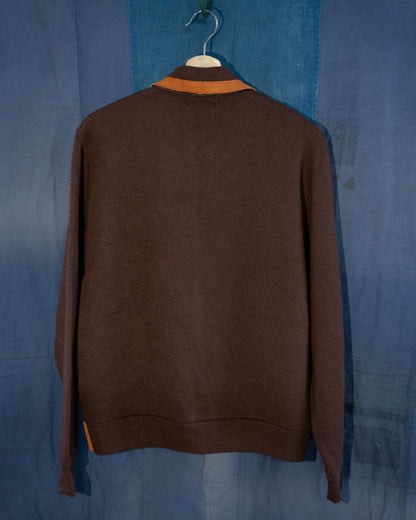 1960-70s Suede Mix Orlon Acrylic Zip Up Cardigan