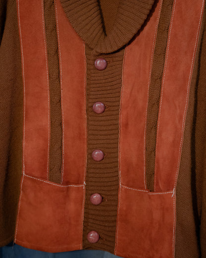 1950-60s Orlon Acrylic Mix Suede Shawl Collar Cardigan