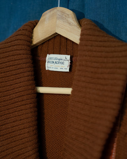 1950-60s Orlon Acrylic Mix Suede Shawl Collar Cardigan