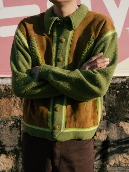 1960年代「BRENT」絨面革腈綸開襟衫