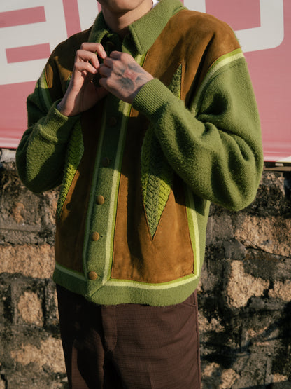 1960年代「BRENT」絨面革腈綸開襟衫