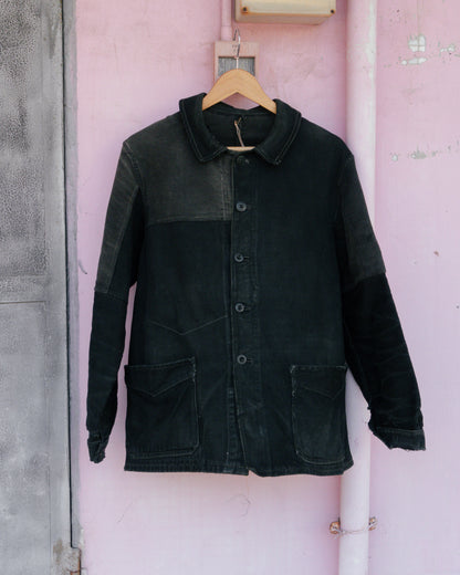 1930-40s French Black Moleskin Work Jacket