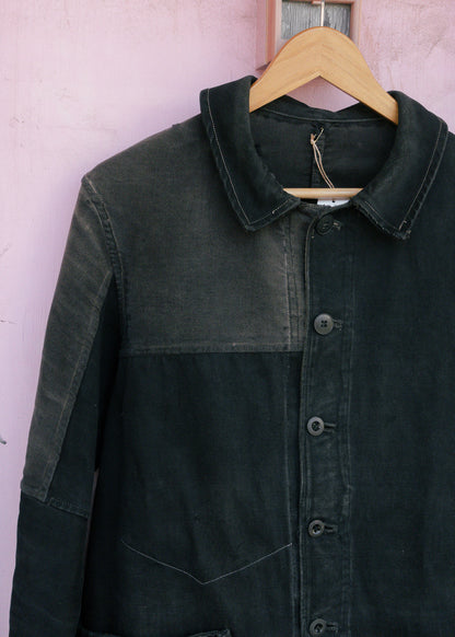 1930-40s French Black Moleskin Work Jacket