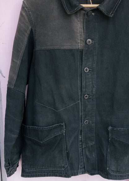 1930-40s French Black Moleskin Work Jacket