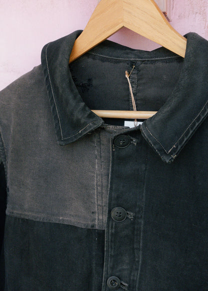 1930-40s French Black Moleskin Work Jacket