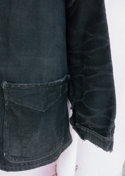 1930-40s French Black Moleskin Work Jacket