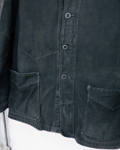 1930-40s French Black Moleskin Work Jacket