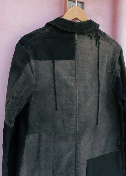 1930-40s French Black Moleskin Work Jacket