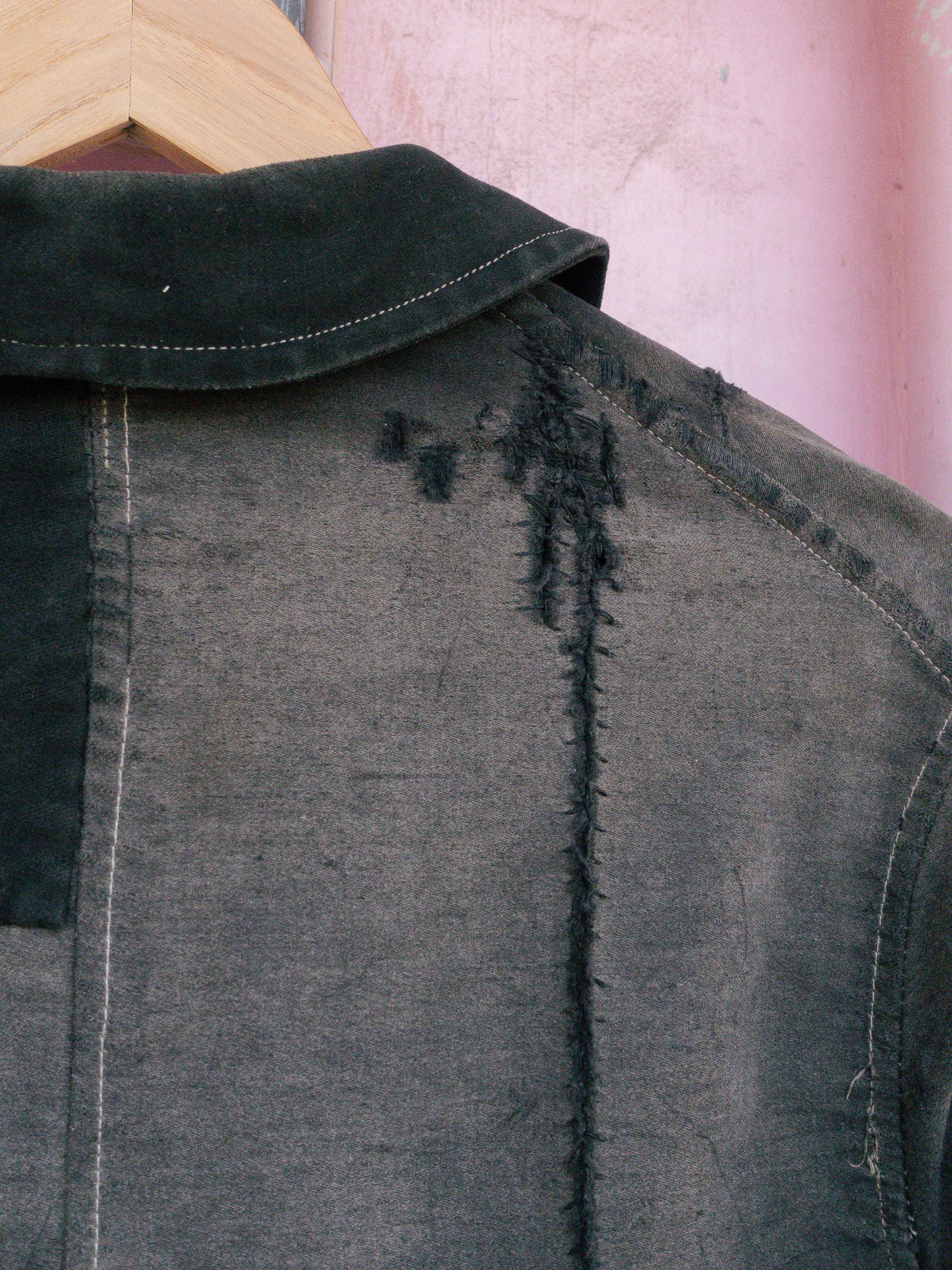 1930-40s French Black Moleskin Work Jacket