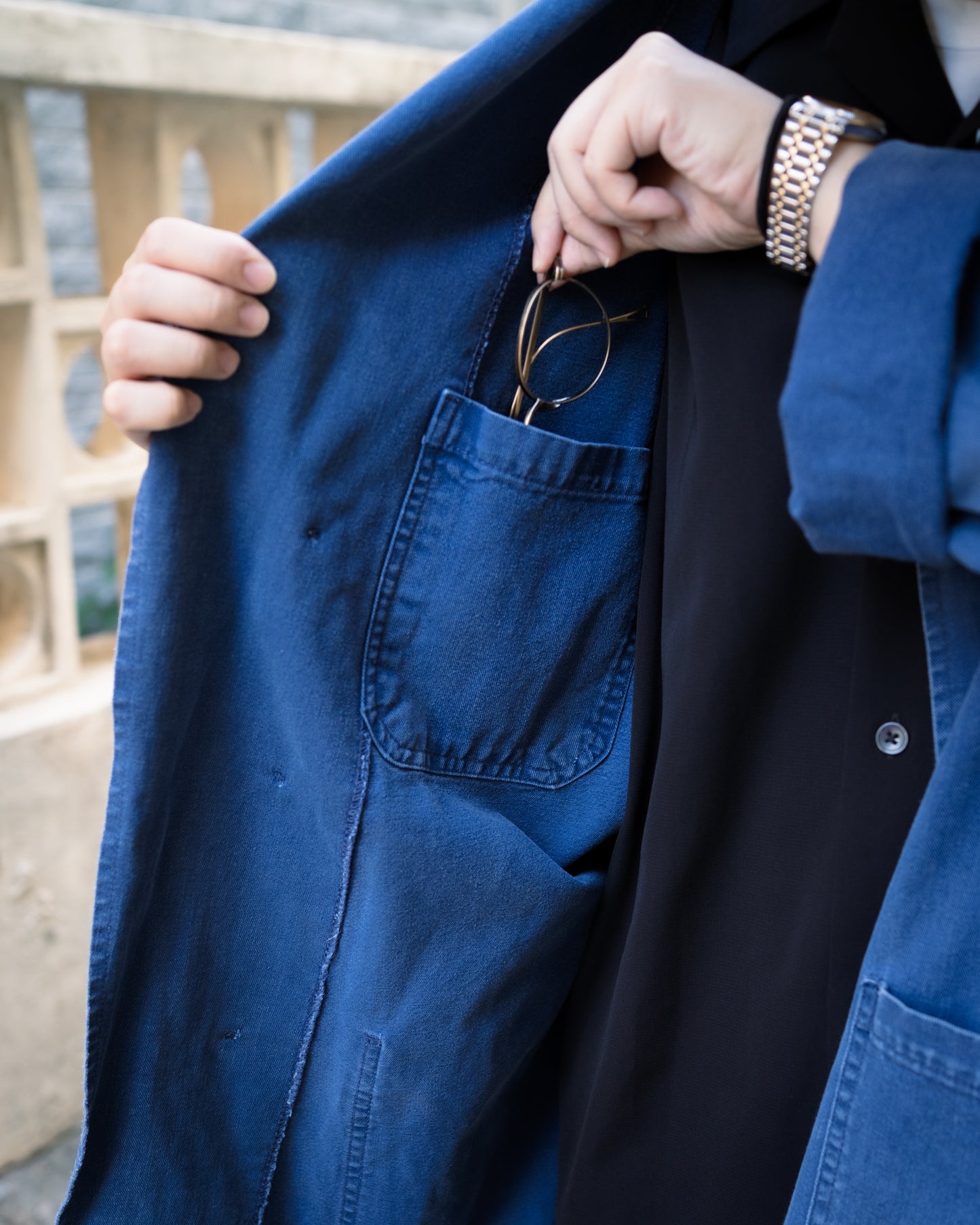 1960s French Double Breasted Cotton Work Jacket
