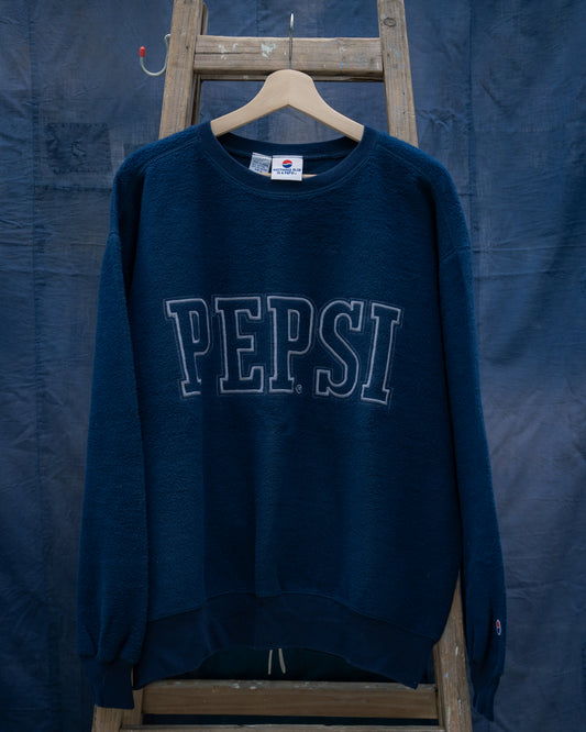 1990s "PEPSI" Fleece Embroidered Crewneck Sweatshirt