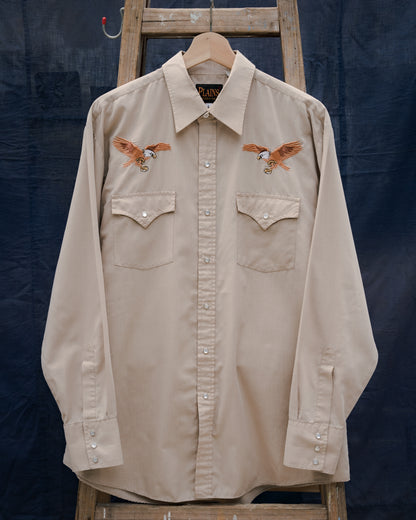 1980-90s "PLAINS" Eagles Western Pearl Snap Long Sleeve Shirt