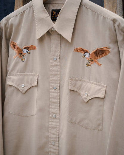 1980-90s "PLAINS" Eagles Western Pearl Snap Long Sleeve Shirt
