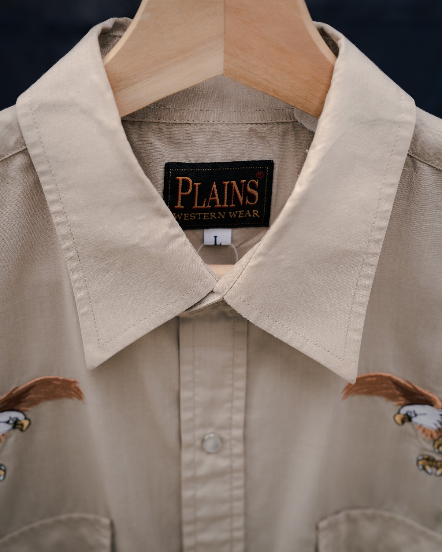 1980-90s "PLAINS" Eagles Western Pearl Snap Long Sleeve Shirt