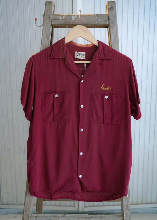 1950-60s "HILTON" Rayon Bowling Shirt