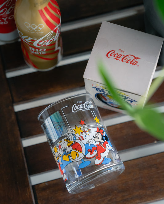 COCA-COLA x Disney Mickey & Donald Space Ship Glass Cup with box