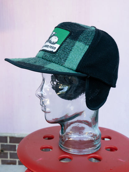 1970-80s "KAP KING" Land O'Lakes Feed Buffalo Check Wool Ear Flap Cap