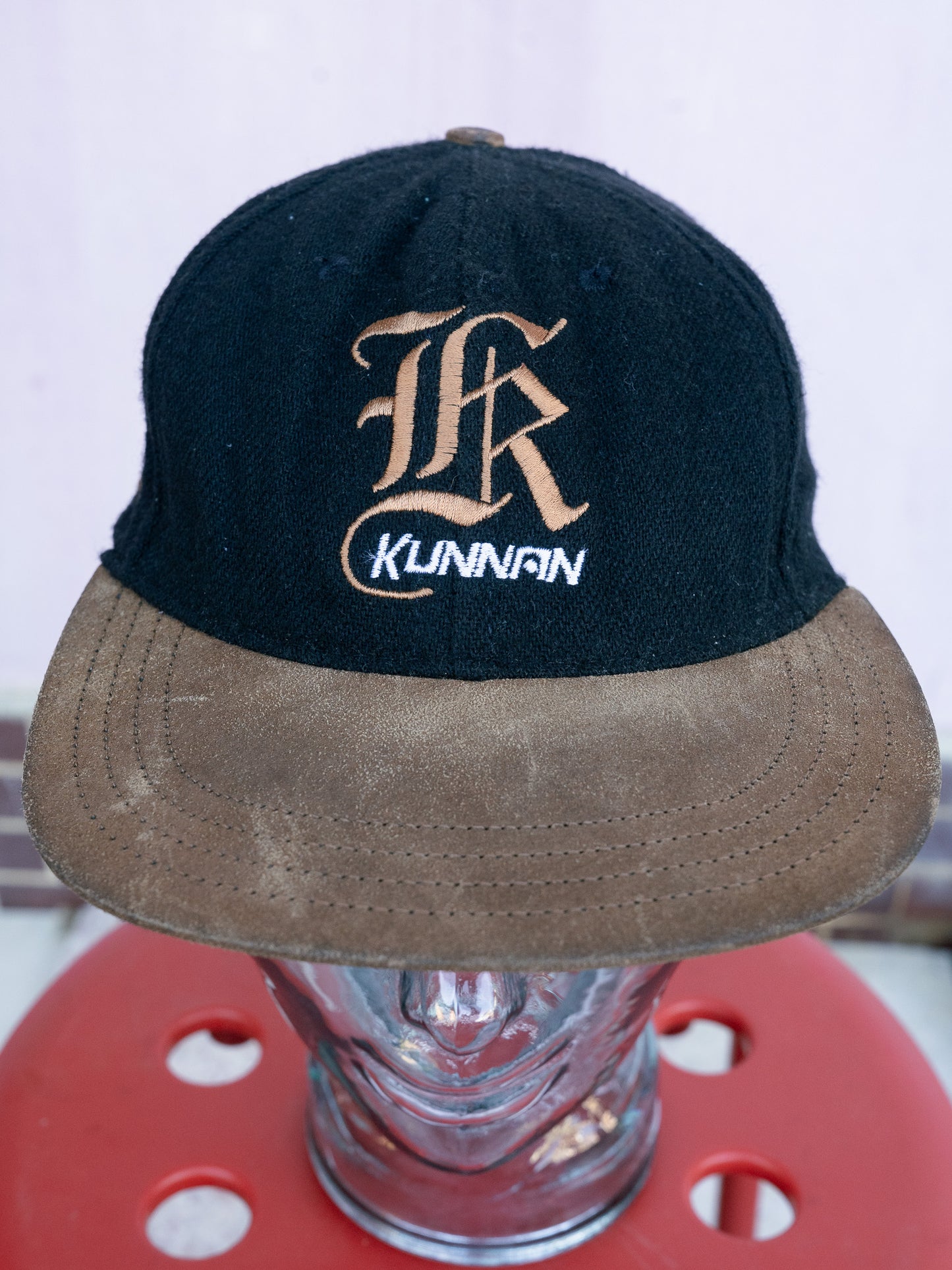 1990s "KUNNAN" Wool Blend & Leather Brim Cap