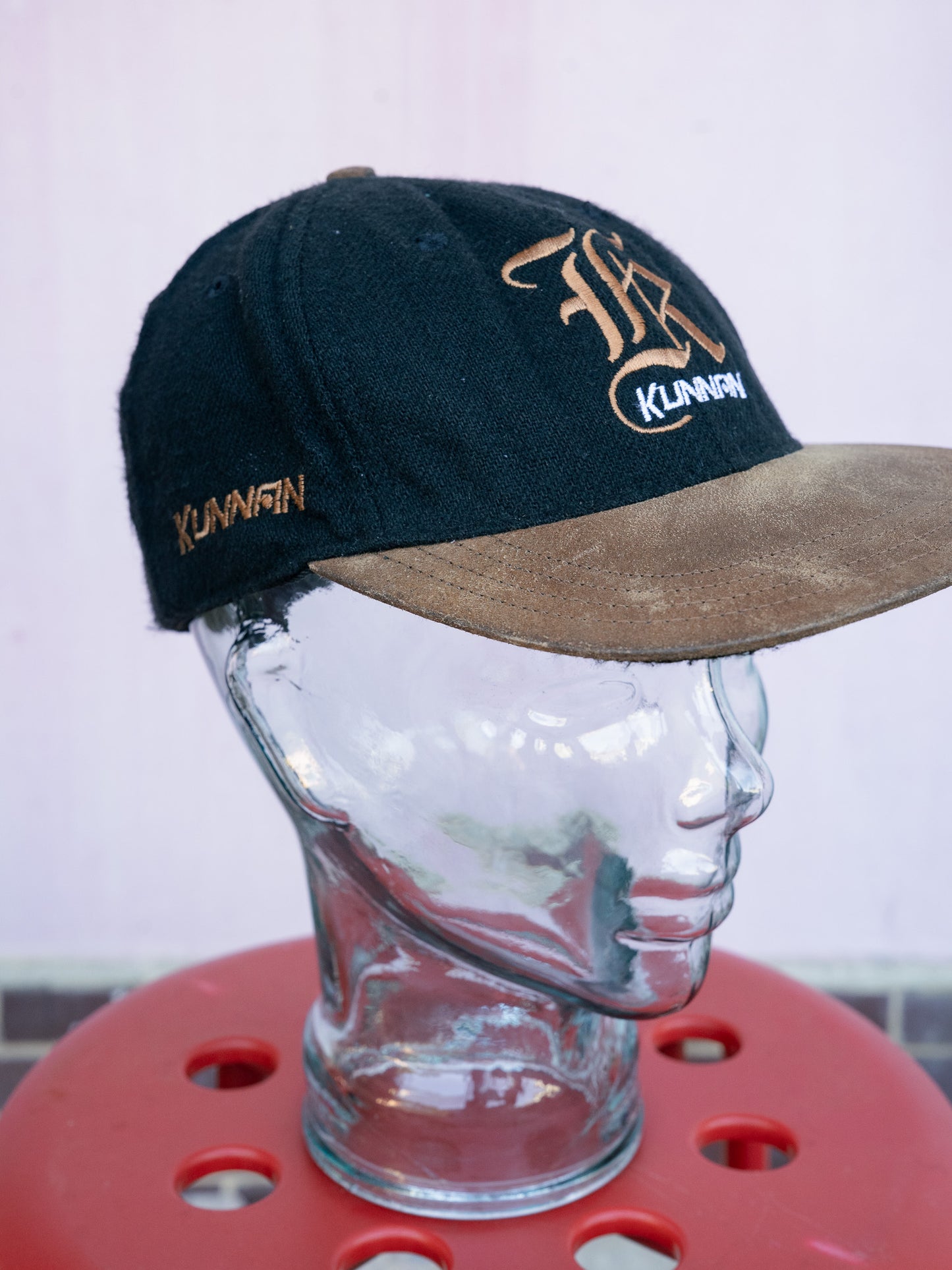 1990s "KUNNAN" Wool Blend & Leather Brim Cap