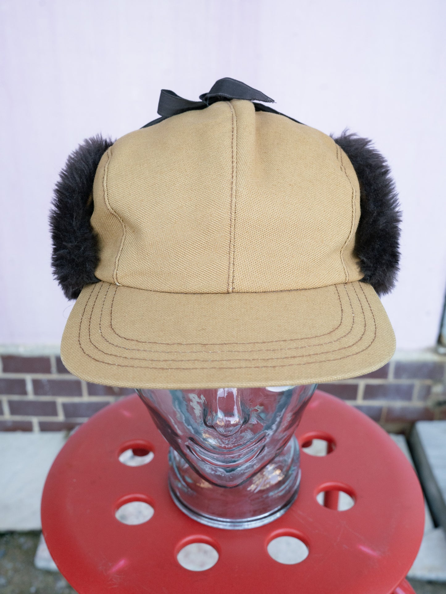 1980-90s Duck Canvas Faux Fur Ear Flap Winter Cap
