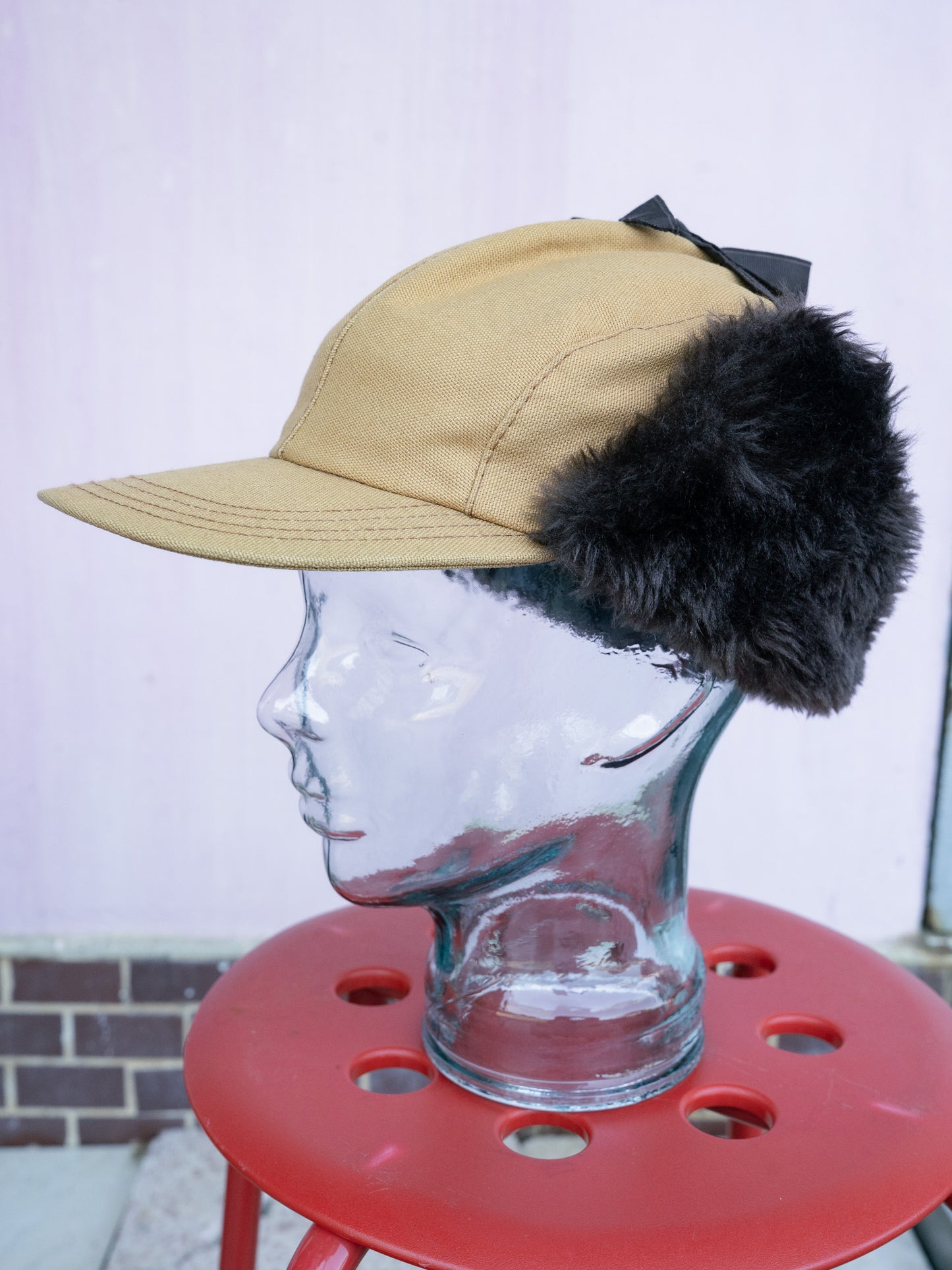1980-90s Duck Canvas Faux Fur Ear Flap Winter Cap