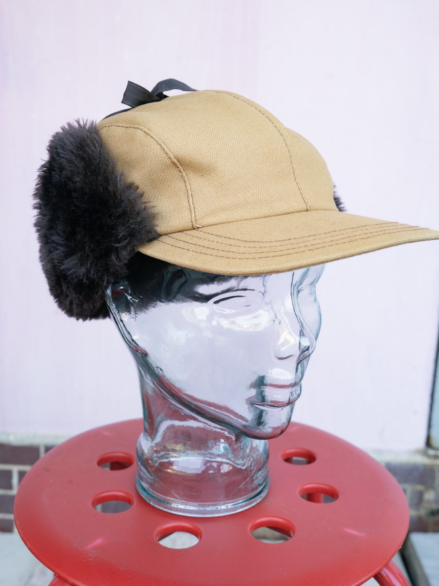 1980-90s Duck Canvas Faux Fur Ear Flap Winter Cap