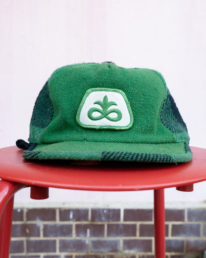 1980s Pioneer Hi-Bred Buffalo Plaid Wool Blend Quilted Cap