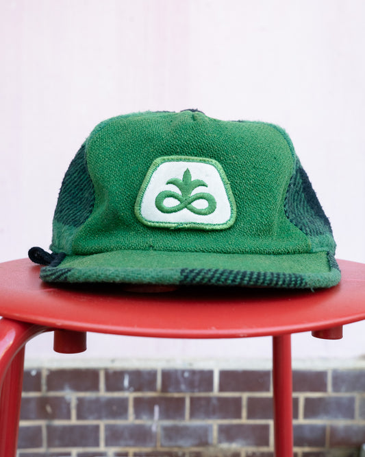1980s Pioneer Hi-Bred Buffalo Plaid Wool Blend Quilted Cap