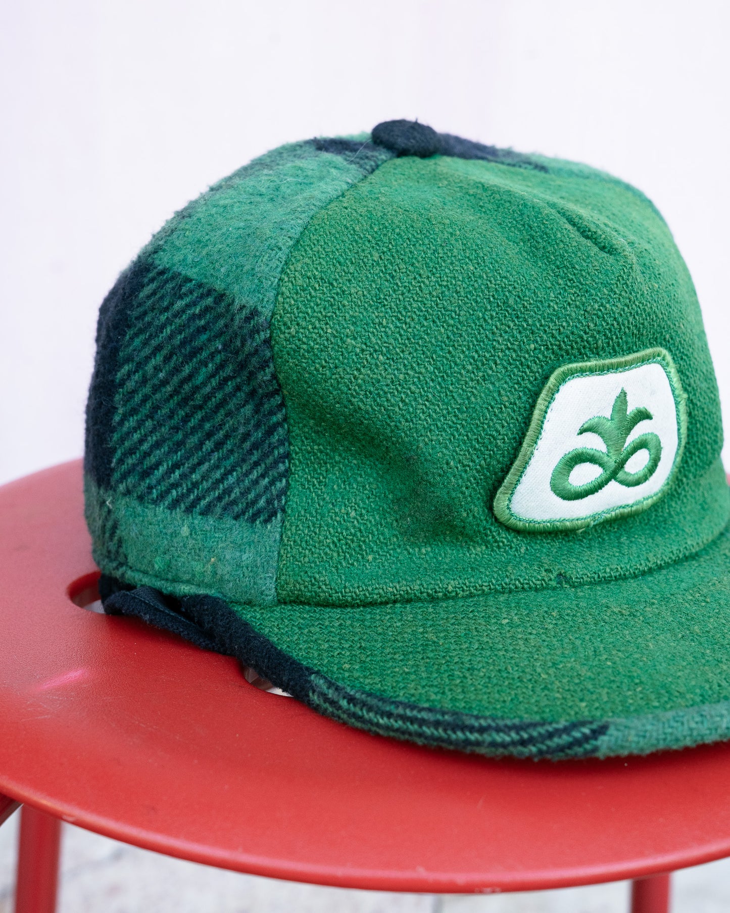 1980s Pioneer Hi-Bred Buffalo Plaid Wool Blend Quilted Cap