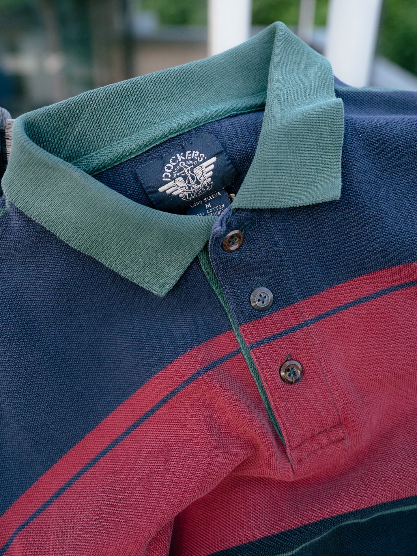 1990s "DOCKERS" Long Sleeve Rugby Polo Shirt