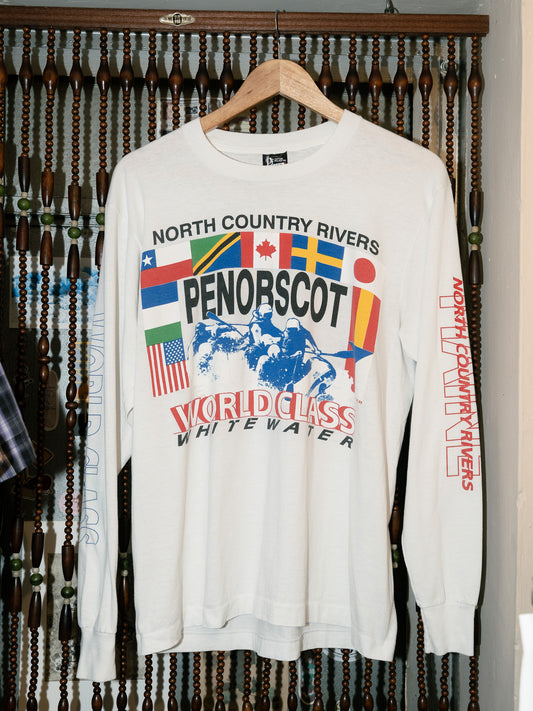 1989 "Screen Stars" Penobscot Whitewater Rafting Long Sleeve Shirt