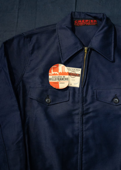 1940s "CREPIER" French Moleskin Cyclist Jacket - Deadstock
